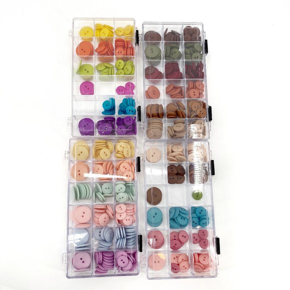 Rainbow Plastic Button Lot 4 Boxes Craft Art Sew